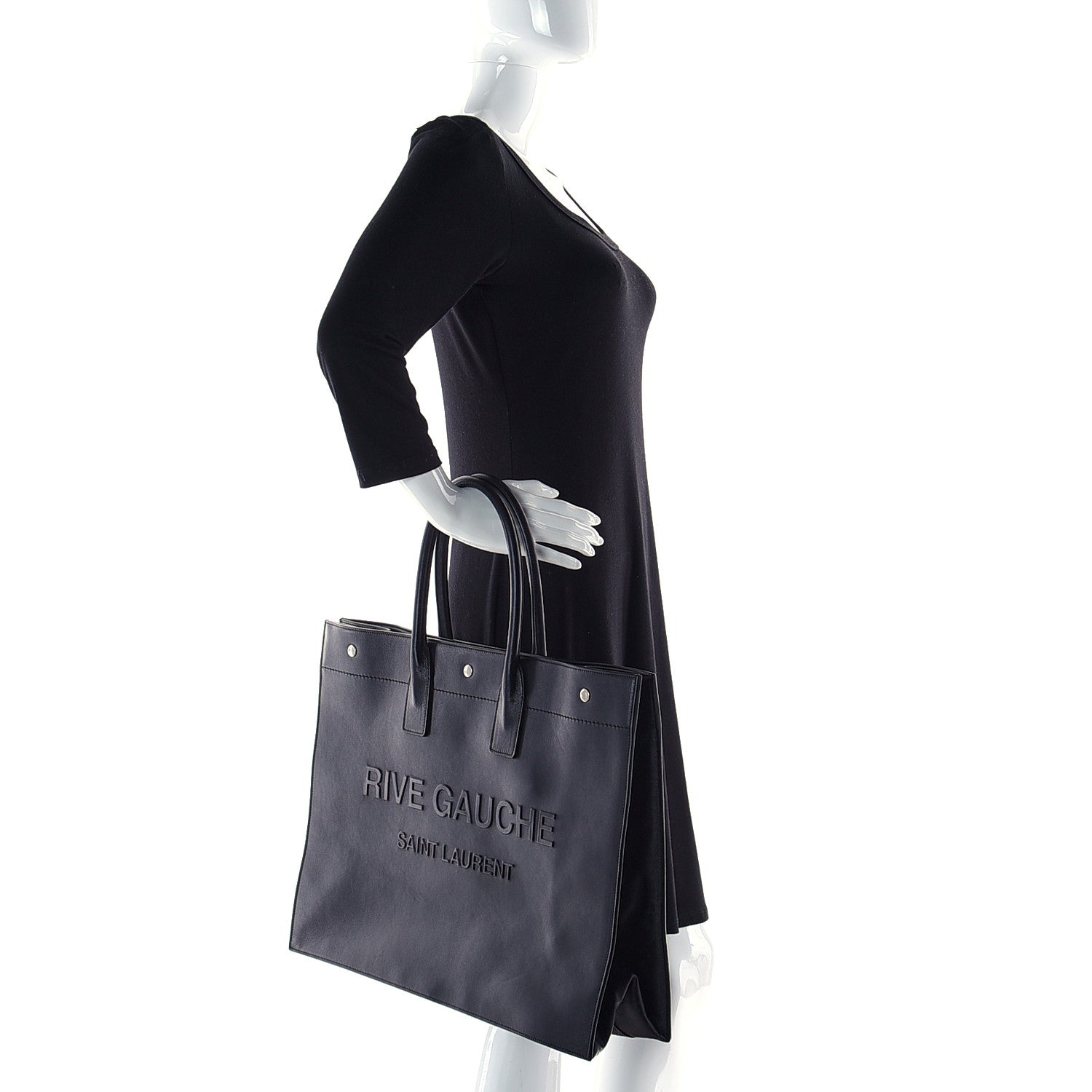 Saint Laurent Vitello Rive Gauche Large Tote Black 2 of 12