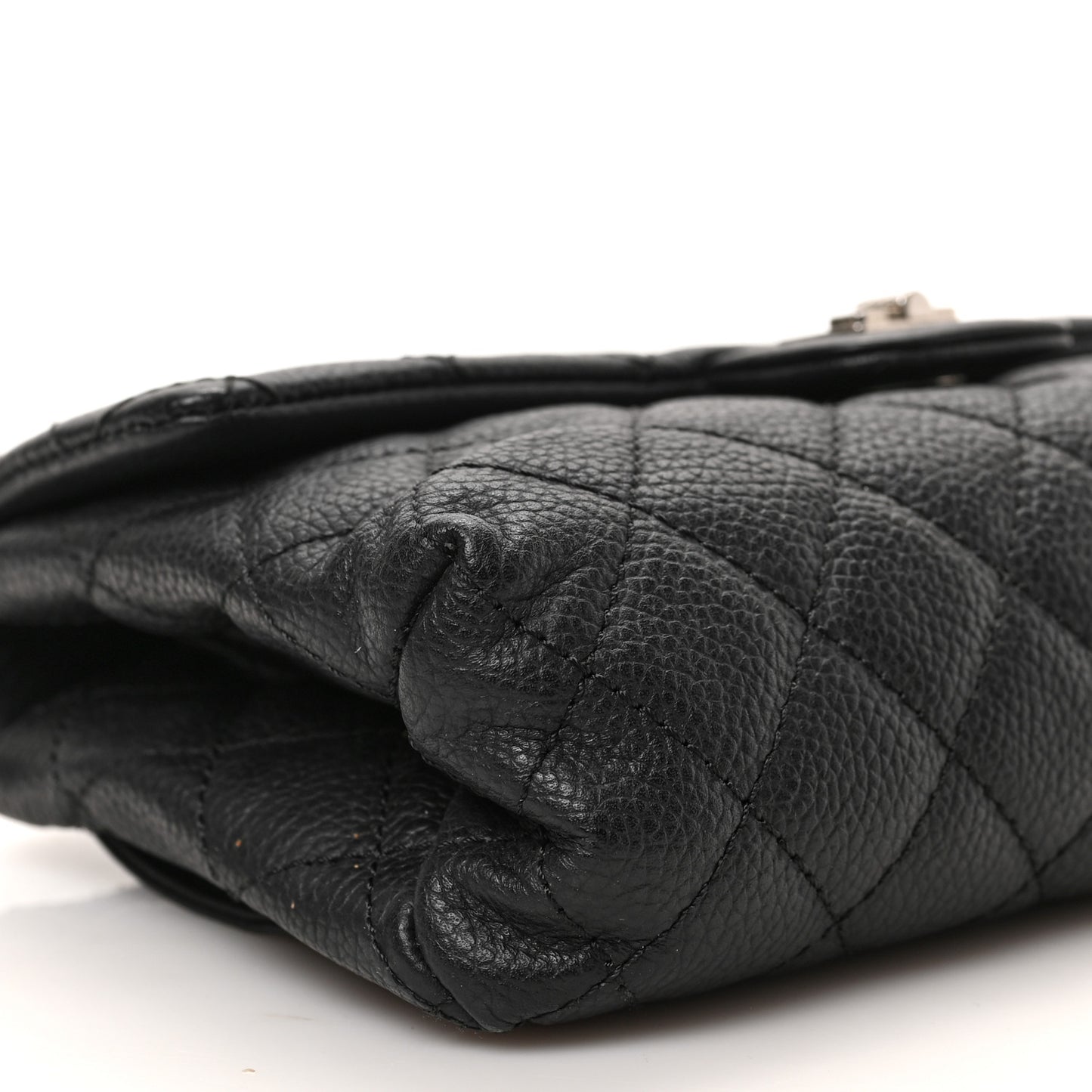Grained Calfskin Quilted 2.55 Reissue Flap Belt Bag Clutch Black