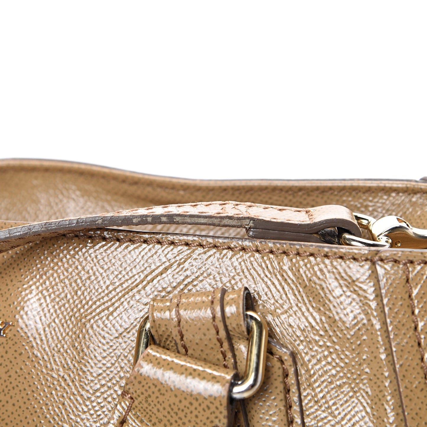 Patent London Grainy Calfskin Satchel Beige