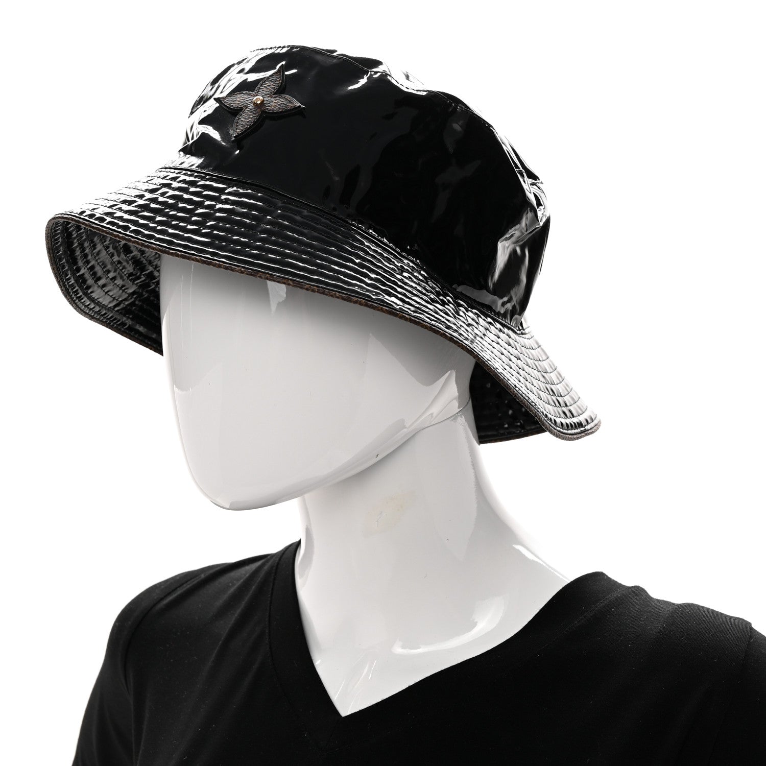 Louis Vuitton Patent Monogram Bob Bucket Hat M Black 2 of 7