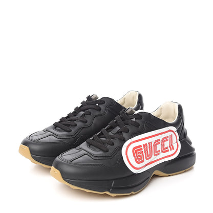 Gucci X SEGA Calfskin Logo Mens Rhyton Sneakers 7.5 Black 3 of 10