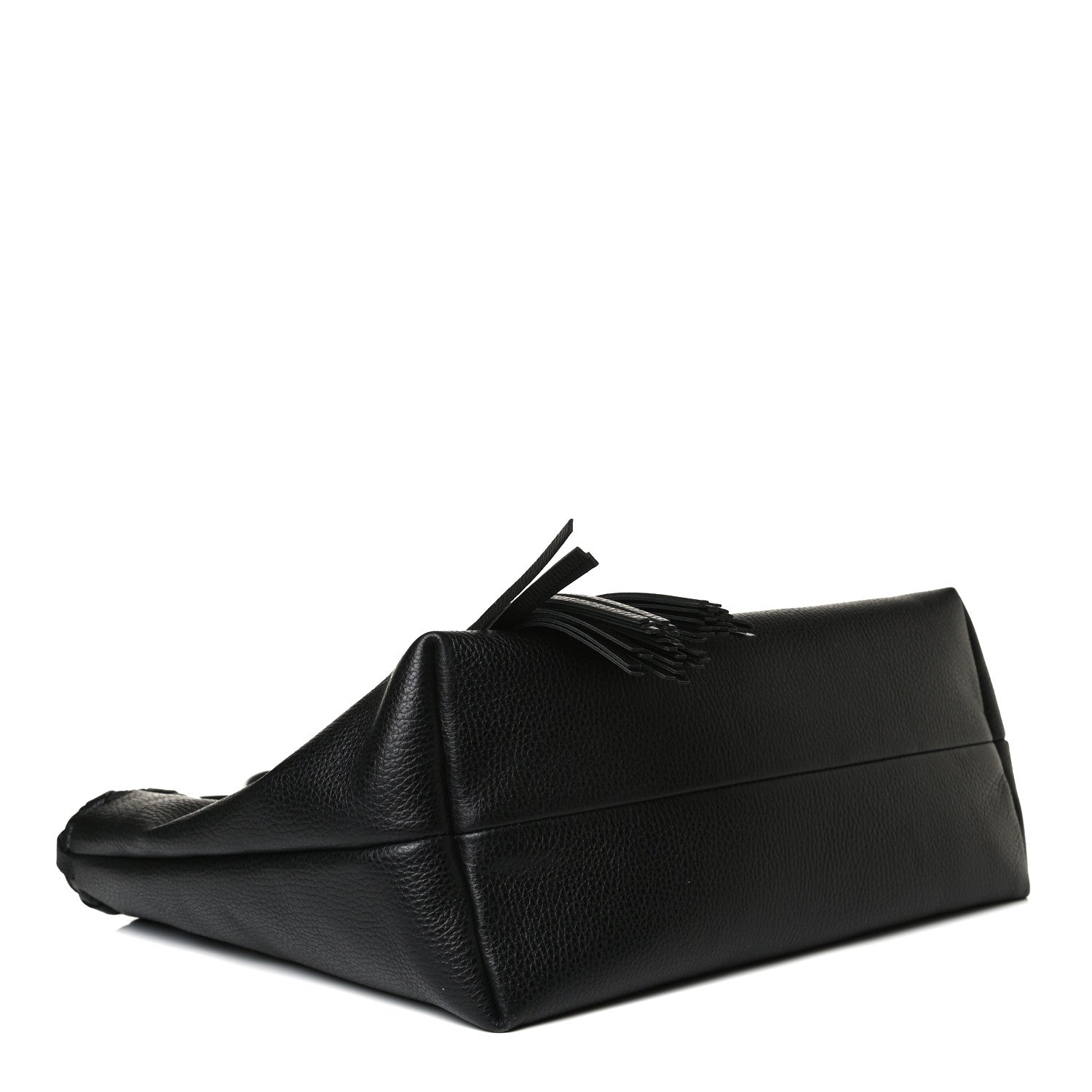Gucci Pebbled Calfskin Bamboo Tassel Tote Black 3 of 12