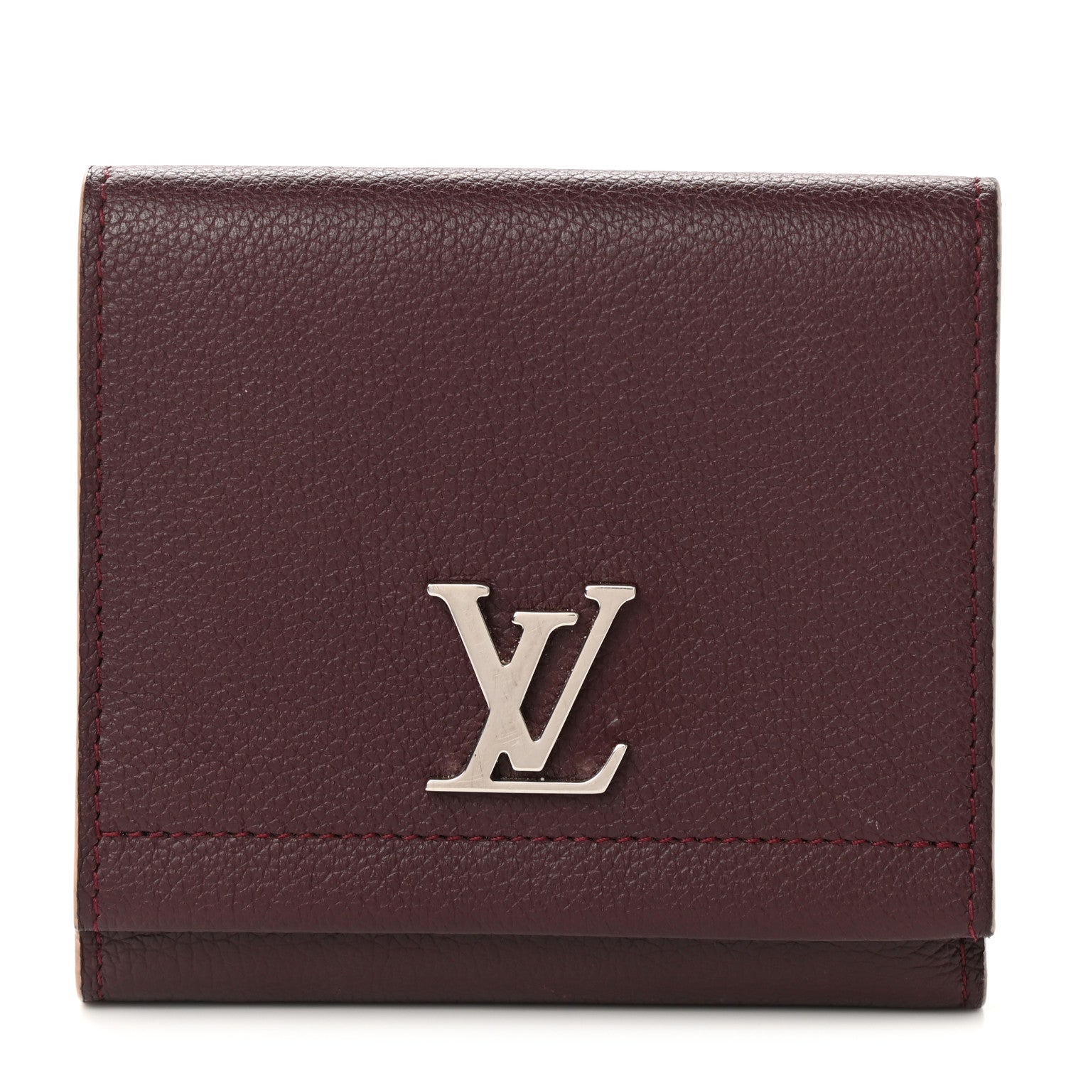 Louis Vuitton Calfskin LockMe II Compact Wallet Prune 1 of 8
