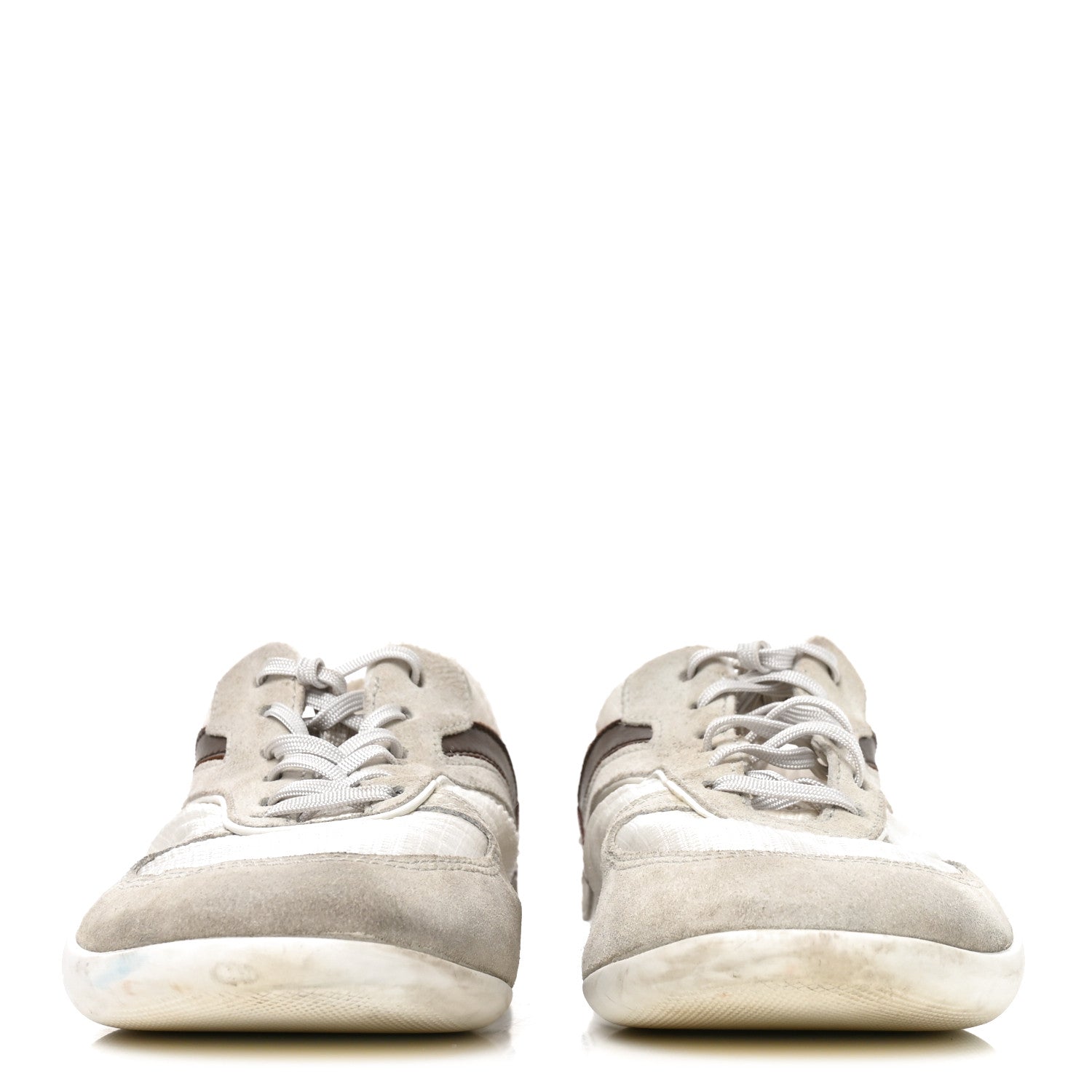 Miu Miu Technical Fabric Suede Gymnasium Sneakers 38 White Burgundy 2 of 8