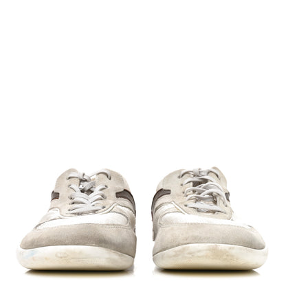 Miu Miu Technical Fabric Suede Gymnasium Sneakers 38 White Burgundy 2 of 8