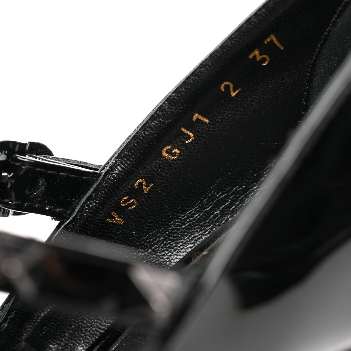 Patent Monochrome Rockstud Tan-Go Ankle Strap Pumps 37 Black