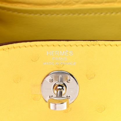 Hermes Ostrich Mini Lindy 20 Jaune Citron 6 of 12