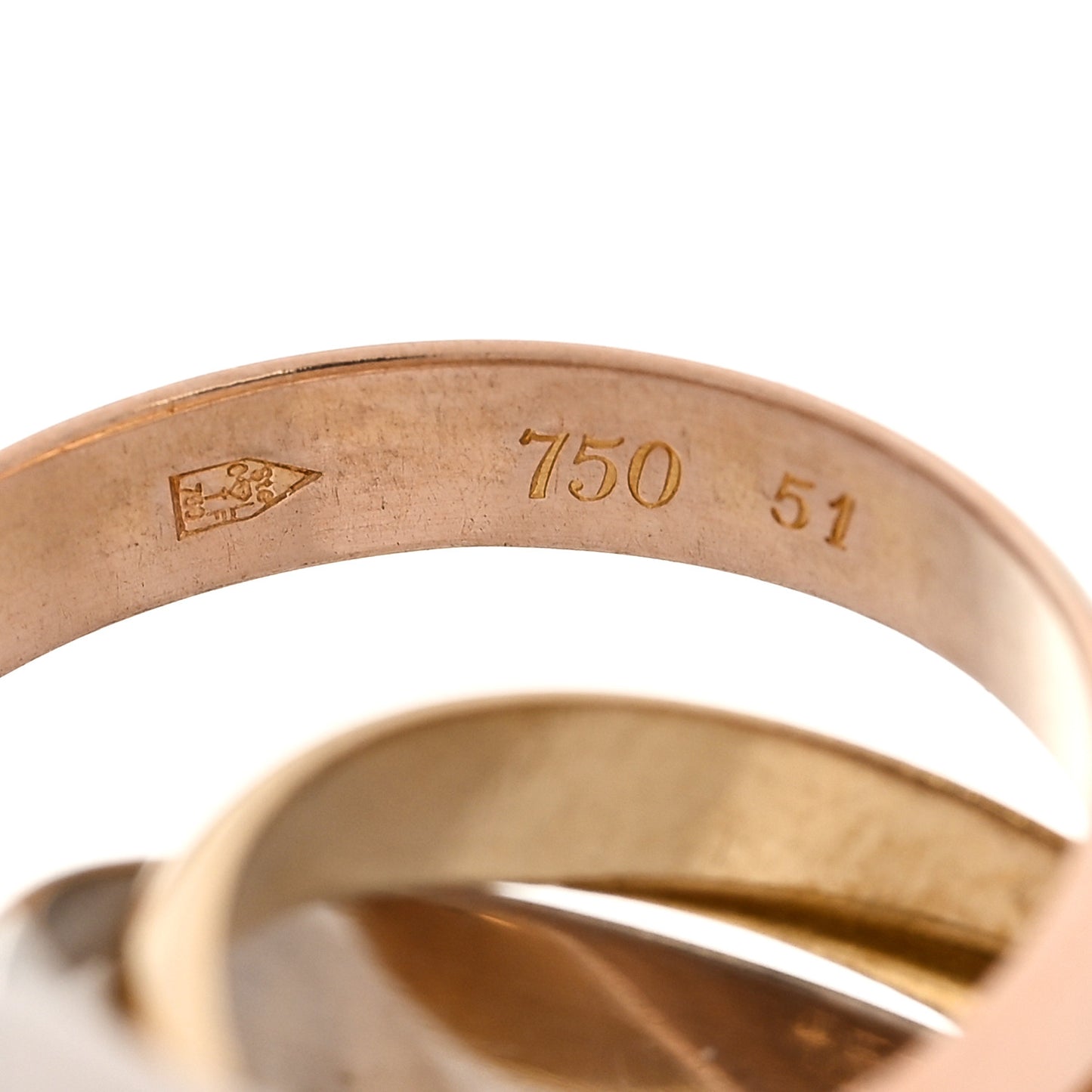 18K Pink Yellow White Gold Classic Les Must De Cartier Trinity Ring 51 5.75