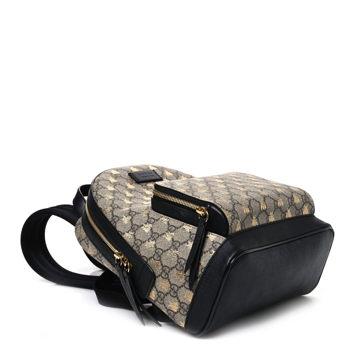 Gucci GG Supreme Monogram Bees Print Small Day Backpack Beige Oro Black 3 of 12