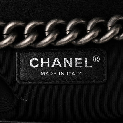 Chanel Calfskin Pleated Medium Boy In Rome Flap Black White 6 of 11