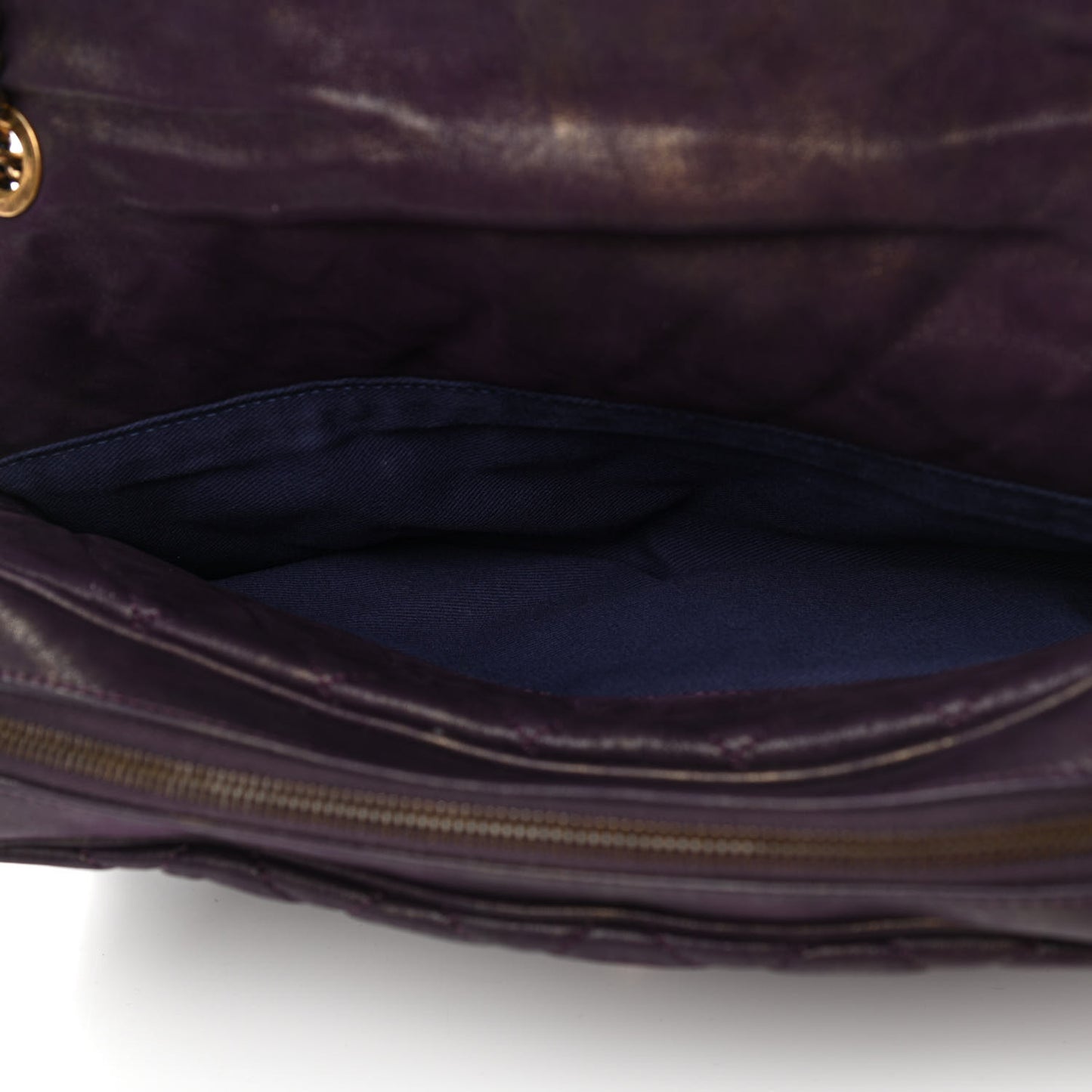 Iridescent Calfskin Quilted Large Shiva Flap Purple