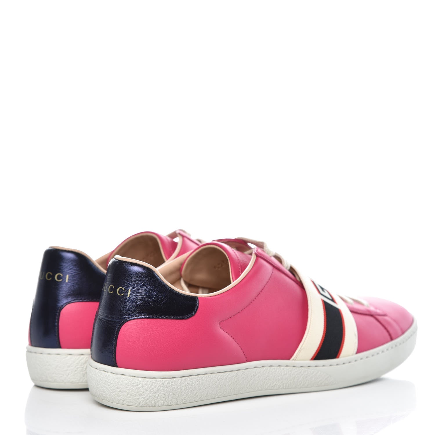 Gucci Calfskin Stripe Womens New Ace Sneakers 40.5 Box Pink Ecru Notte 4 of 12