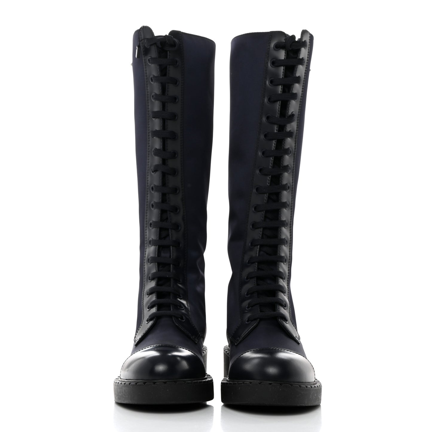 Re-Nylon Spazzolato Rois Metal Triangle Logo Tall 50mm Combat Boots 36.5 Bleu