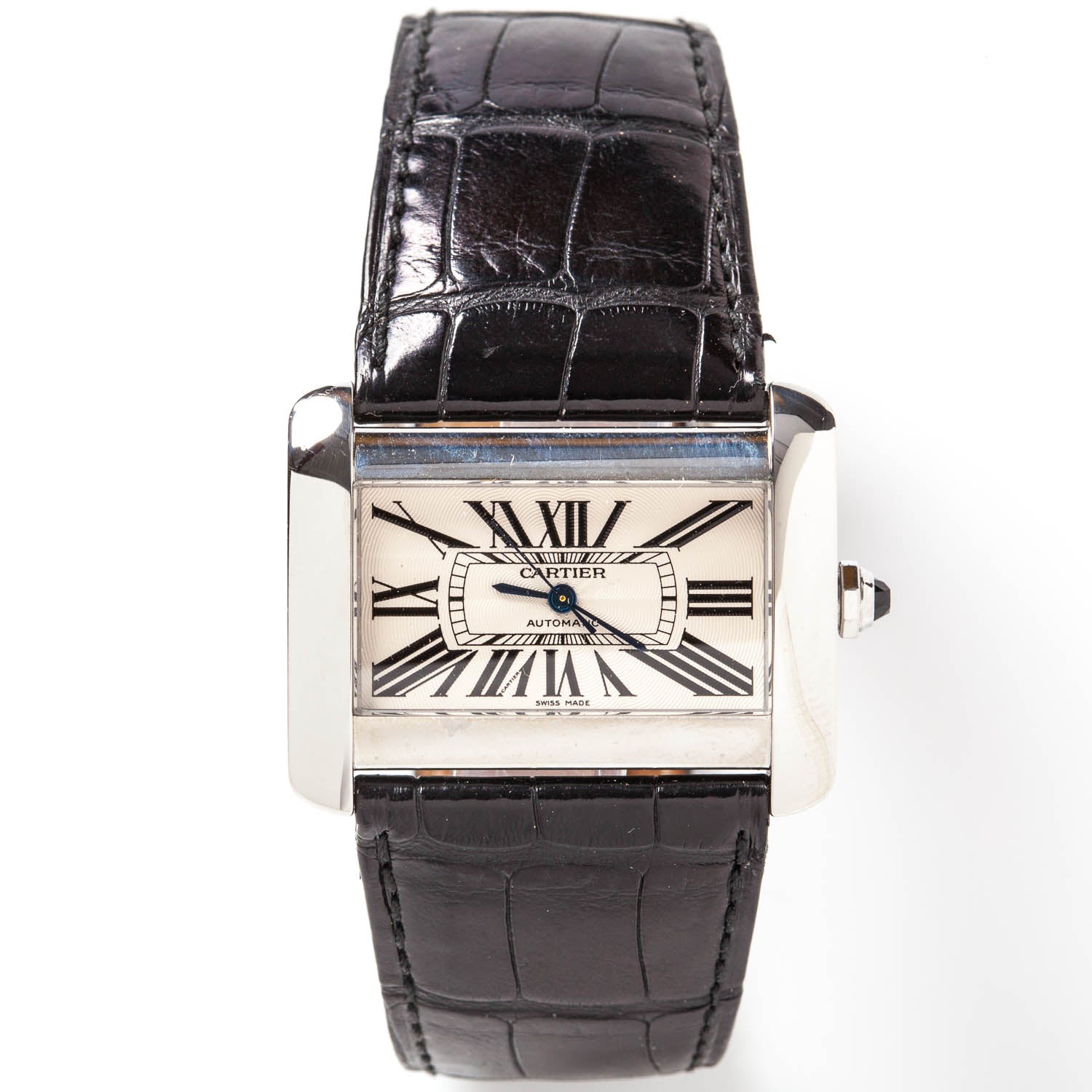 Cartier Stainless Steel Alligator 38mm Tank Divan Automatic Watch 1 of 15