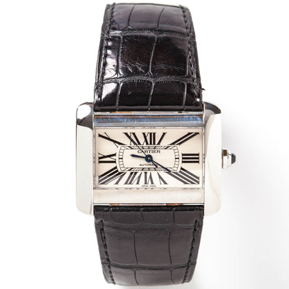 Cartier Stainless Steel Alligator 38mm Tank Divan Automatic Watch 1 of 15