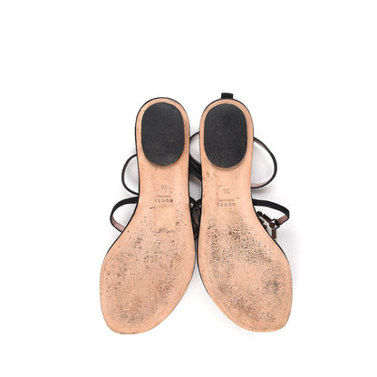 Gucci Suede Crystal GG Thong Sandals 36 Black 7 of 10