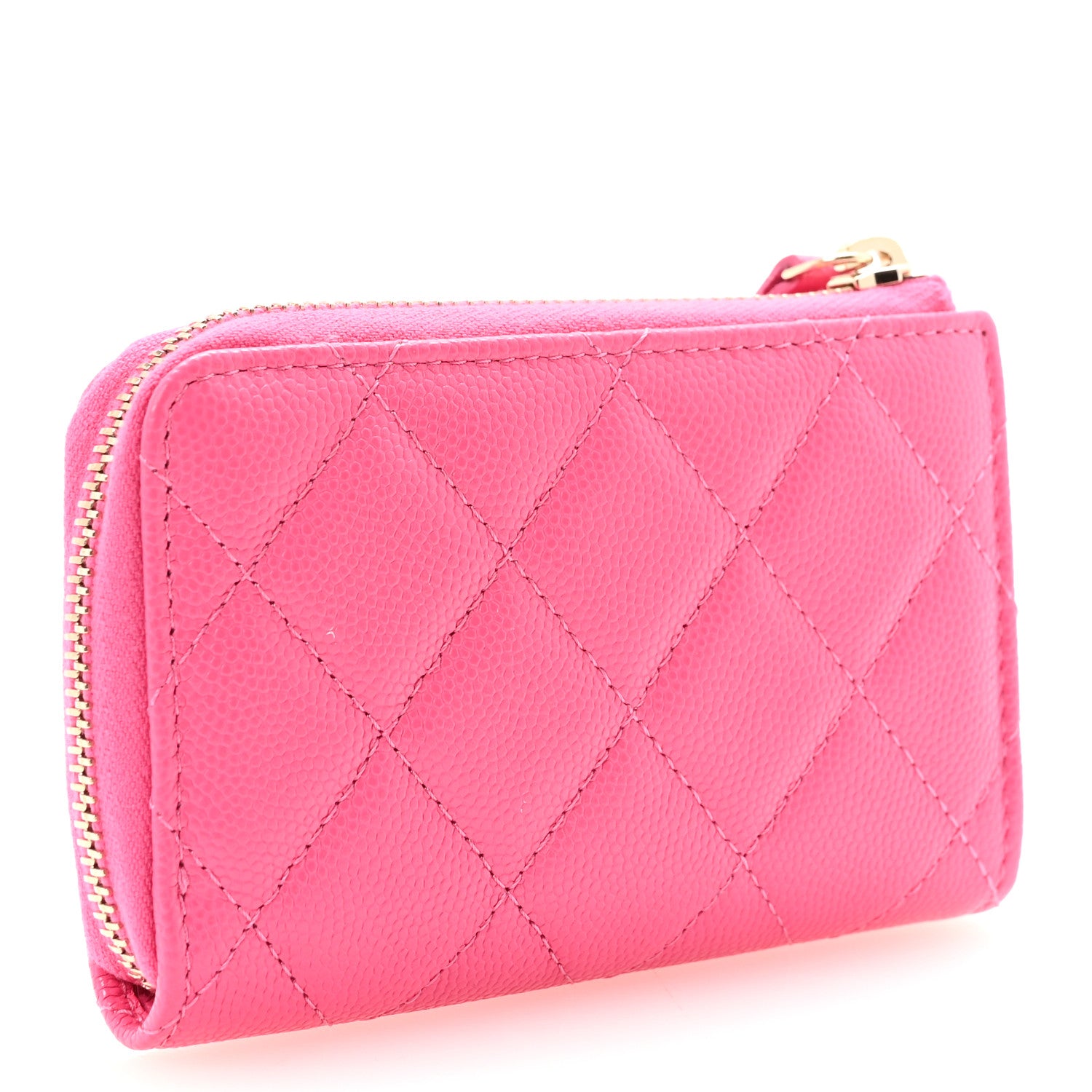 Chanel Caviar Quilted Zipped Key Holder Case Pink 3 of 7