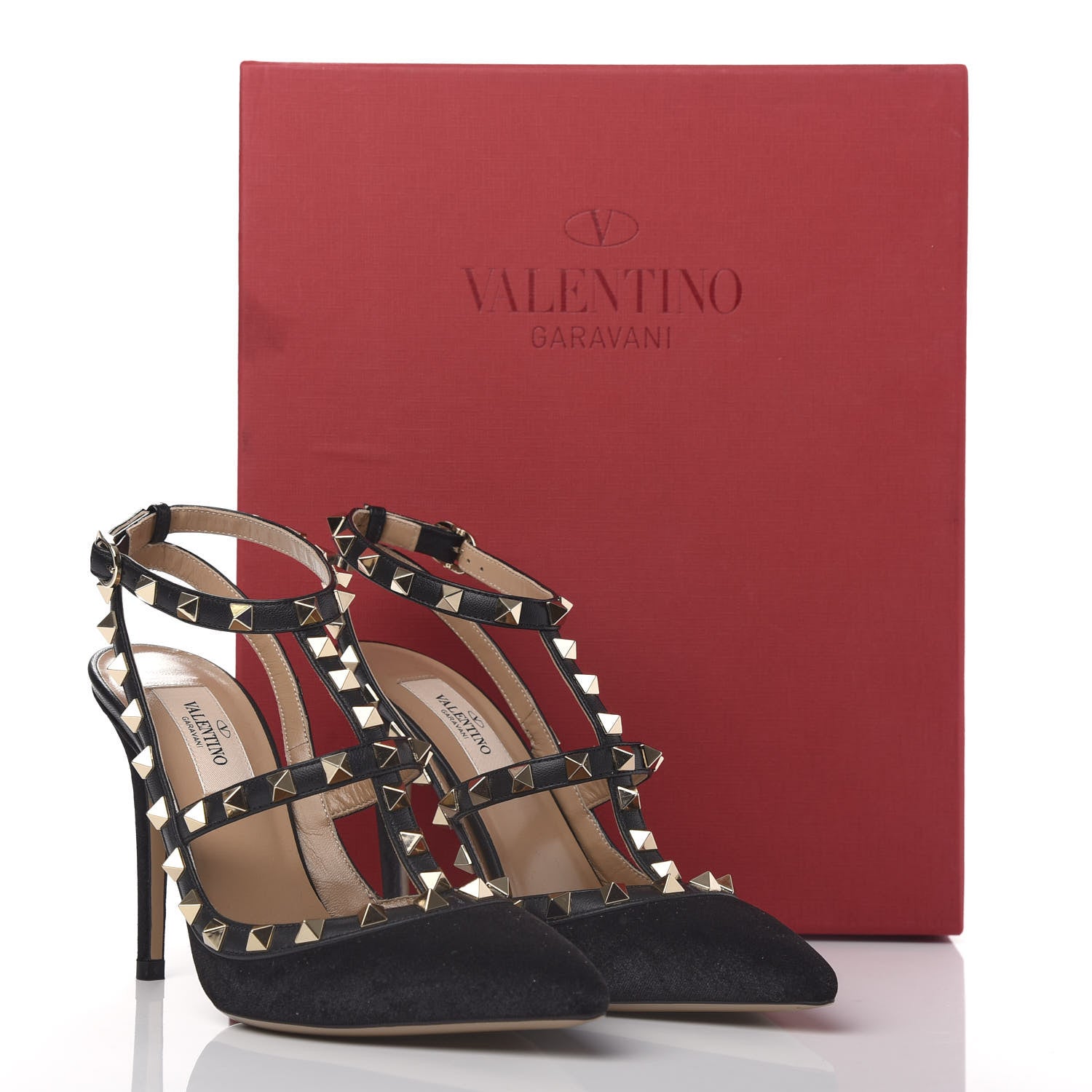 Valentino Garavani Velvet Rockstud Ankle Strap Pumps 36.5 Black 11 of 11