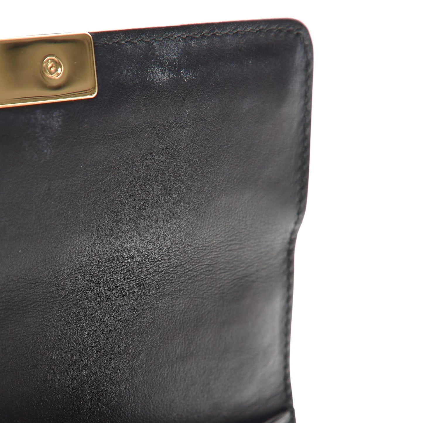 Calfskin Studded Small Padlock Shoulder Bag Black