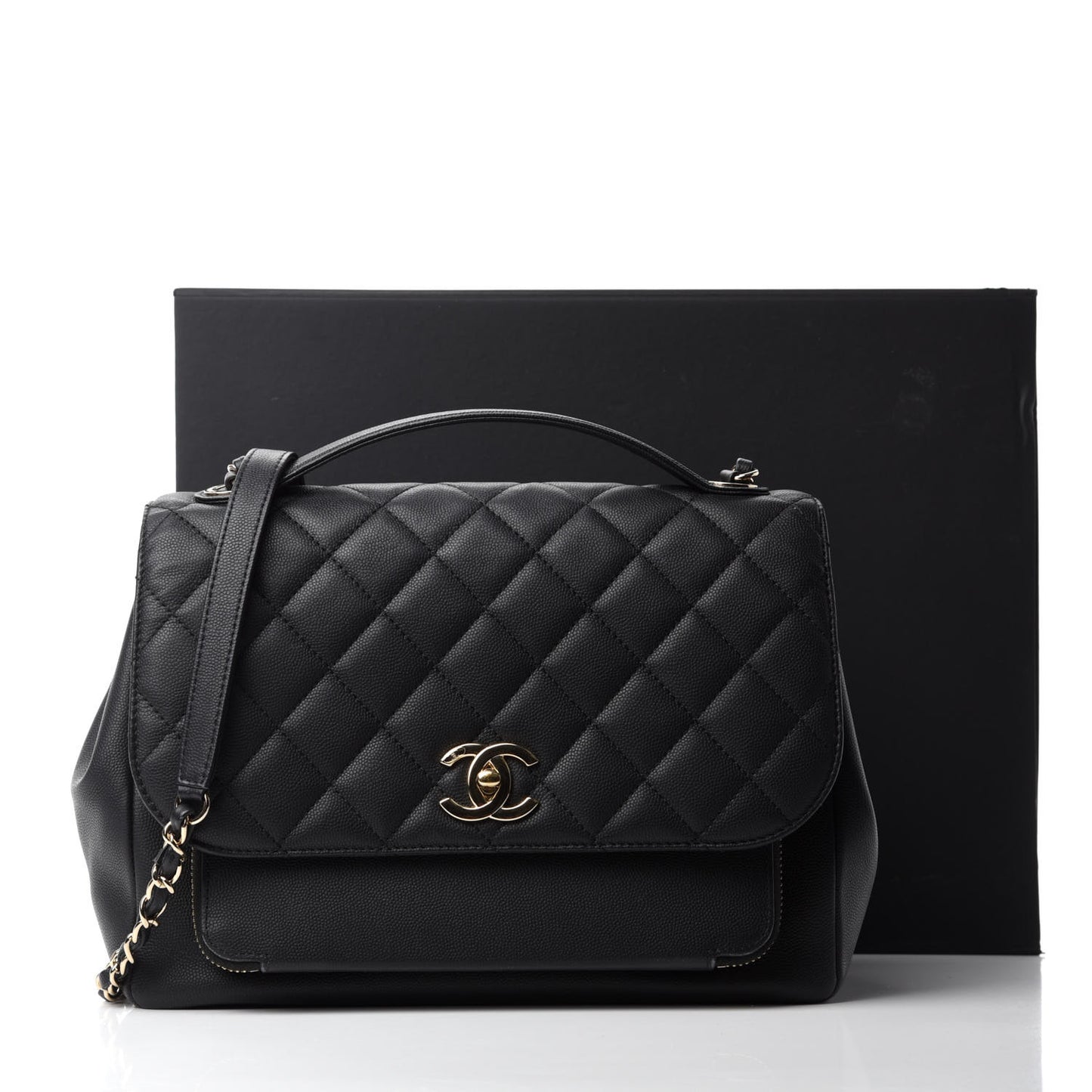 Caviar Quilted Large Business Affinity Flap Black
