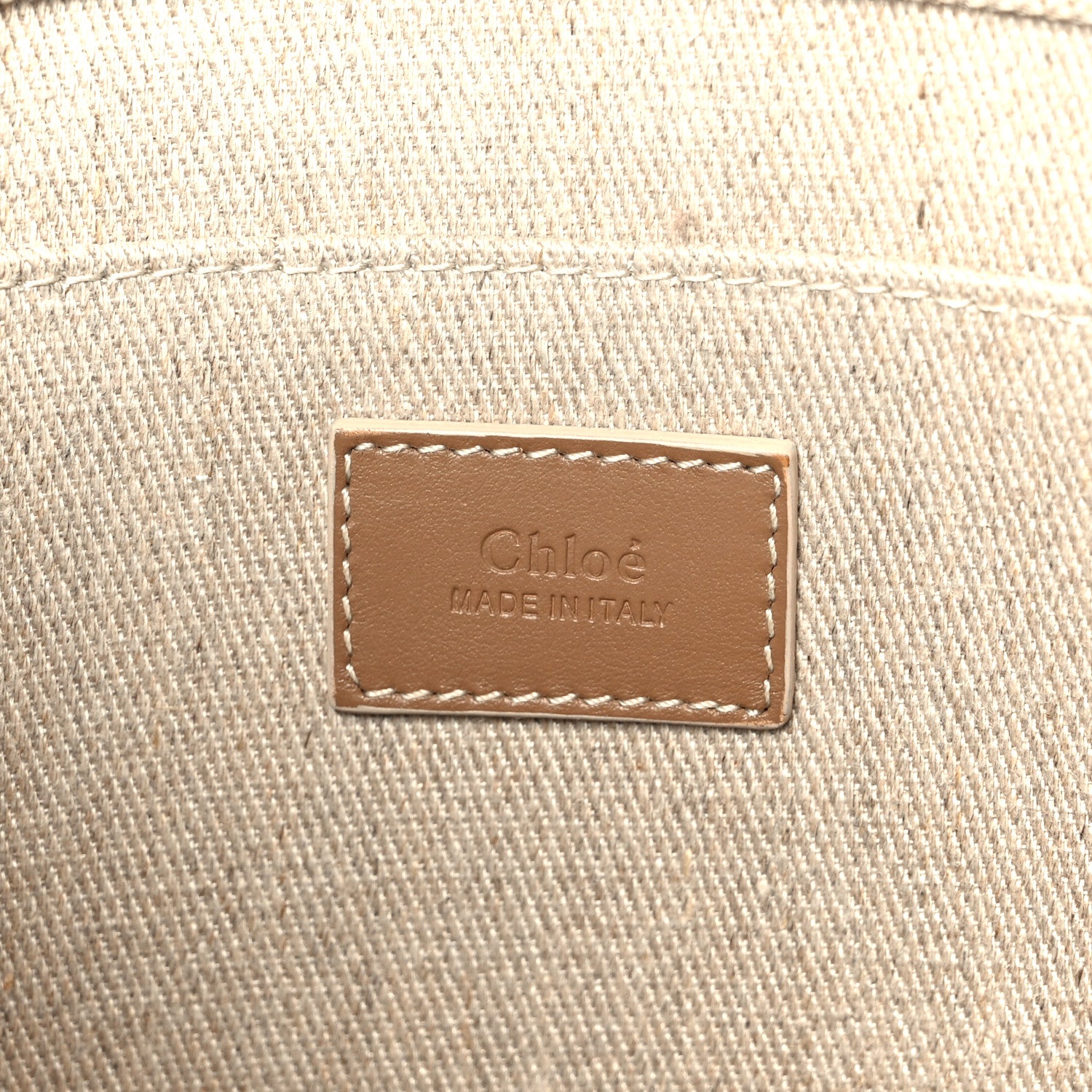 Chloe Linen Calfskin Medium Woody Ribbon Tote Blushy Beige 6 of 10