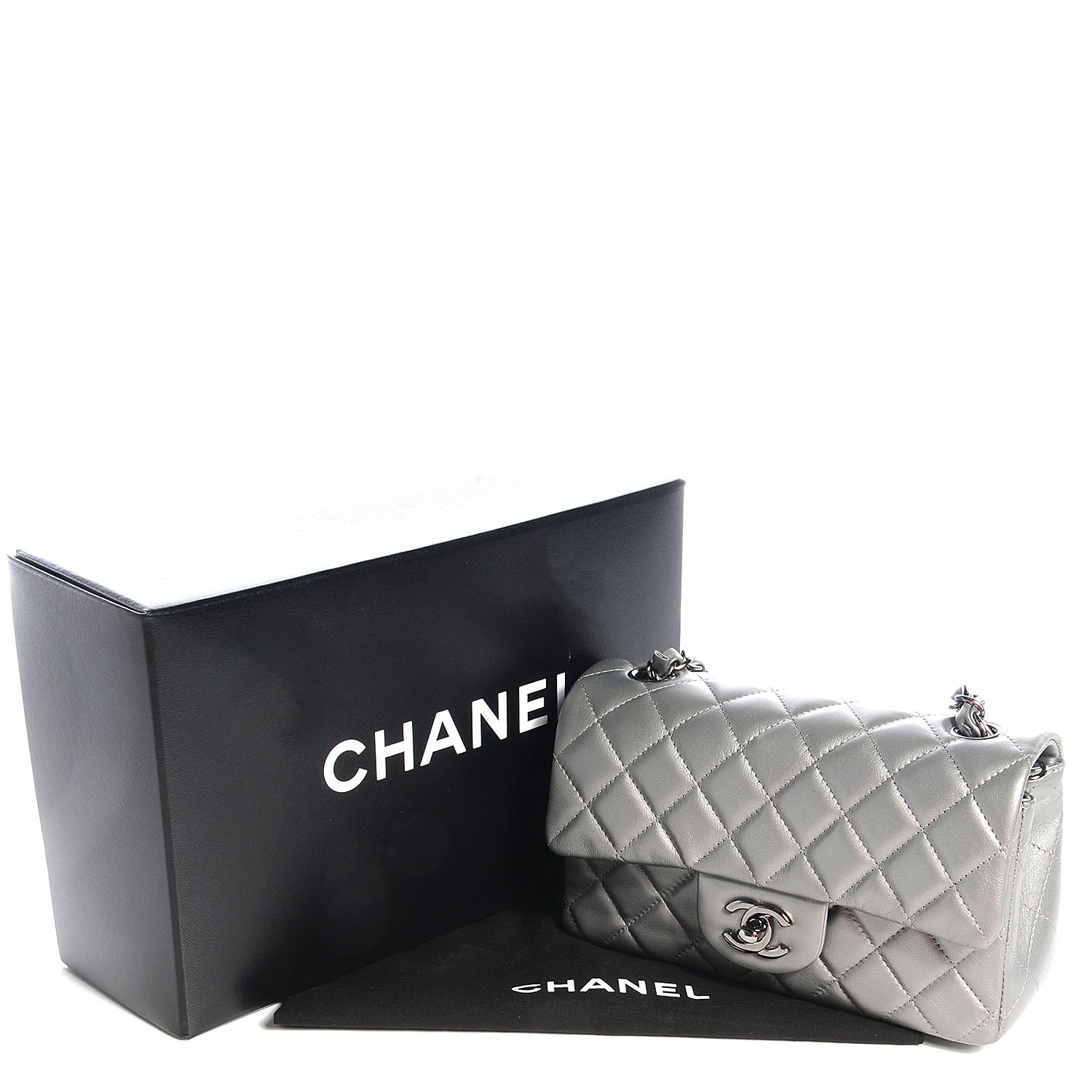 Chanel Lambskin Quilted Mini Flap Silver 5 of 9