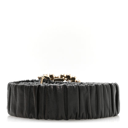 Chanel Calfskin Strass Ruched Rope CC Belt 80 32 Black 2 of 4