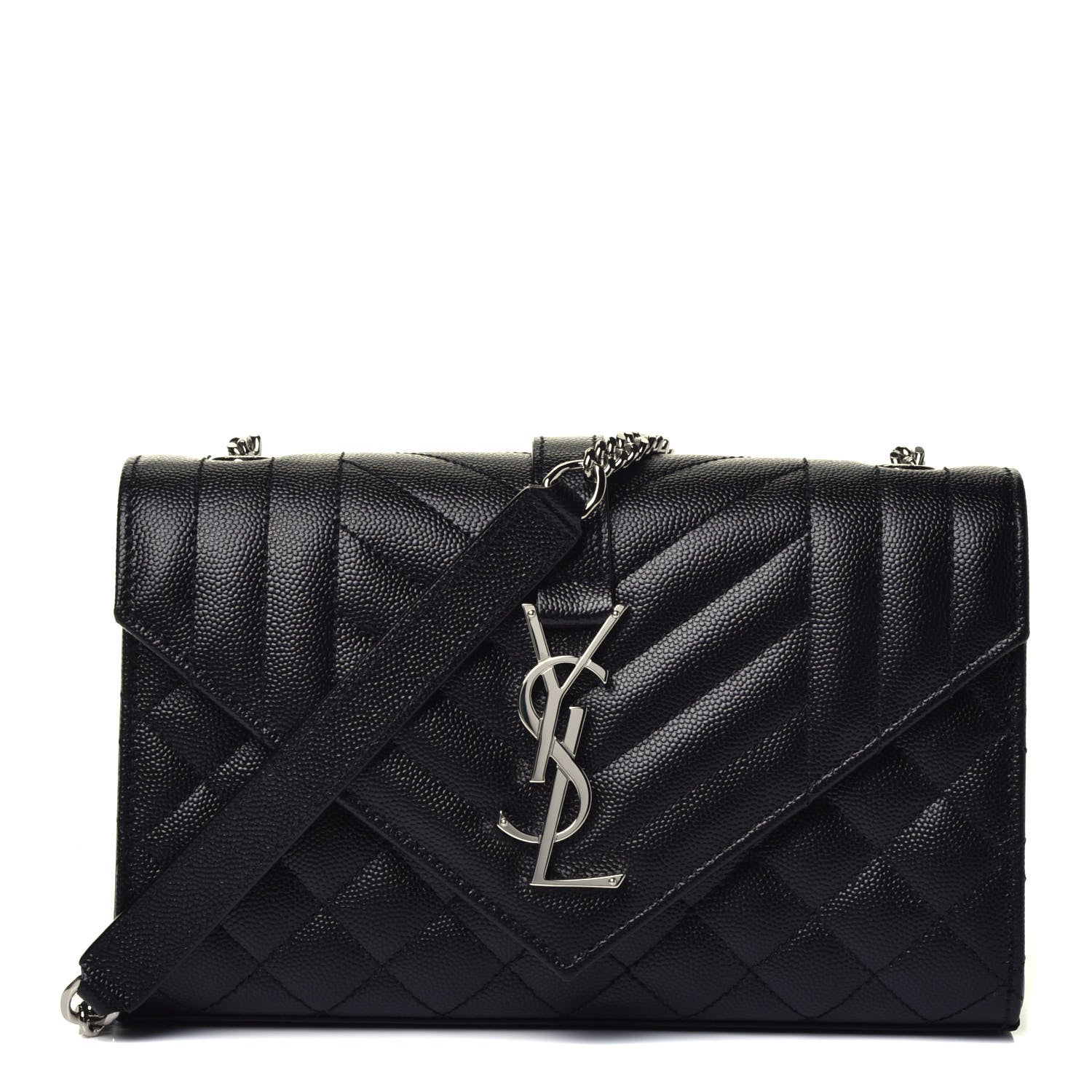 Saint Laurent Grain De Poudre Textured Mixed Matelasse Triquilt Small Monogram Satchel Black 1 of 8