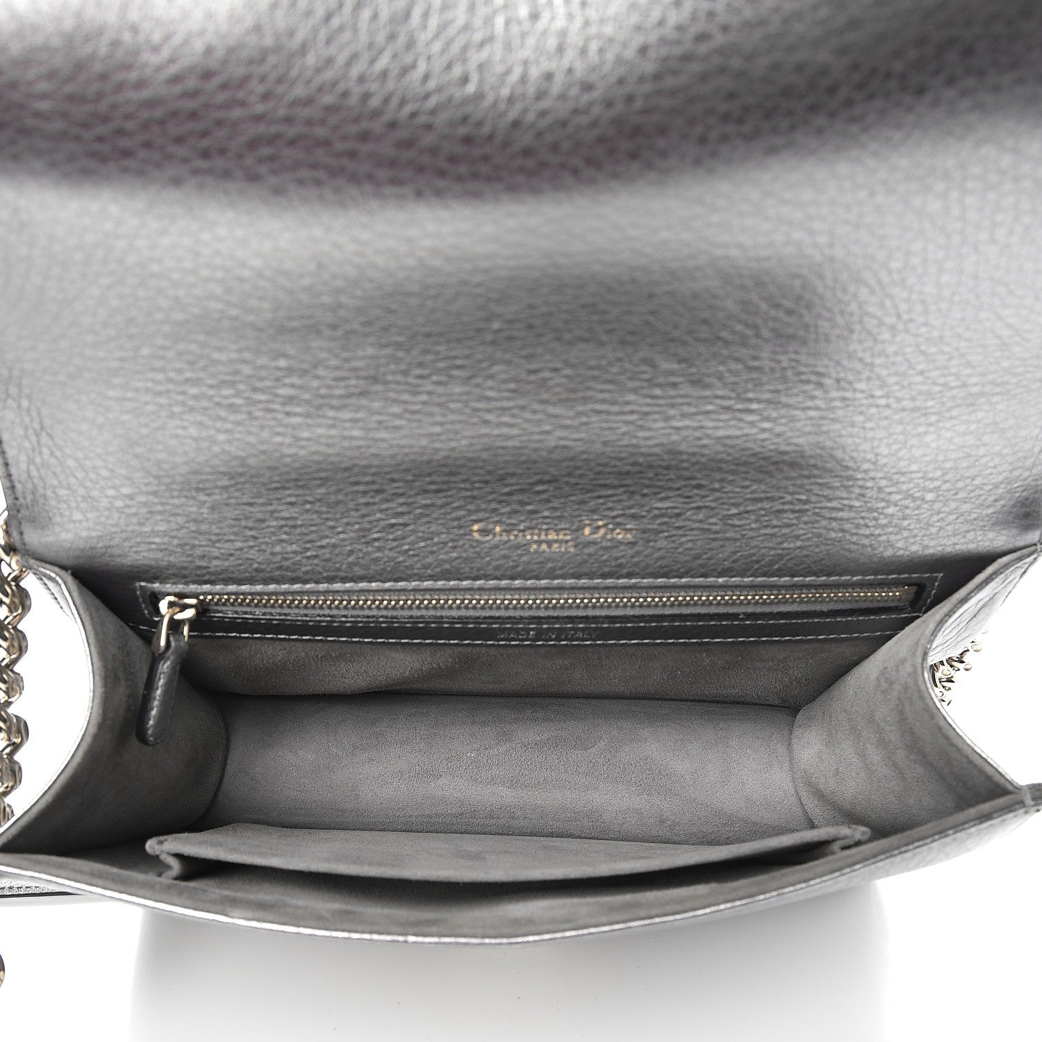 Christian Dior Metallic Grained Calfskin Medium Diorama Flap Bag Silver 5 of 9