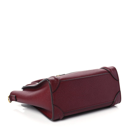 Celine Drummed Calfskin Nano Luggage Light Burgundy 3 of 7