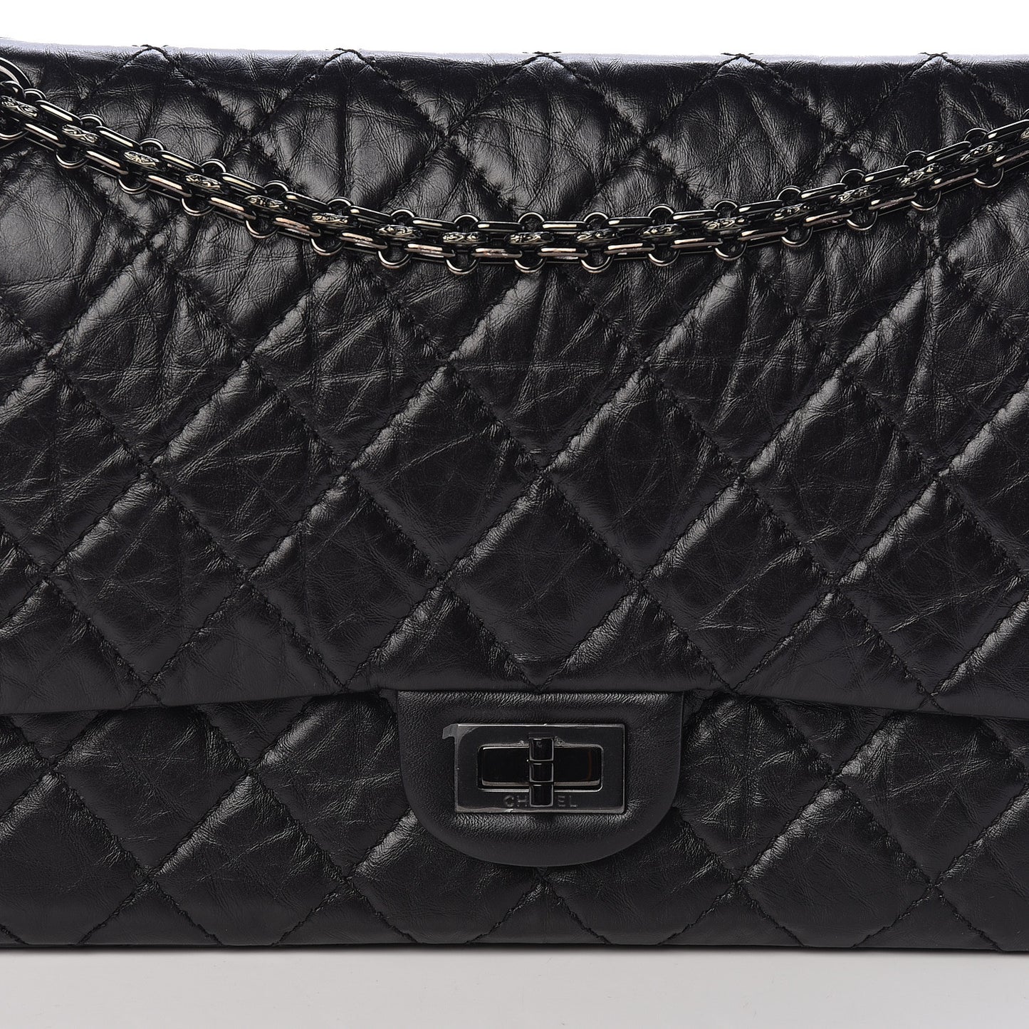 Aged Calfskin Quilted 2.55 Reissue 226 Flap So Black