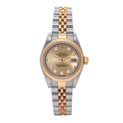 Rolex Stainless Steel 18K Yellow Gold Diamond 26mm Oyster Perpetual Datejust Watch Champagne 69173 1 of 4