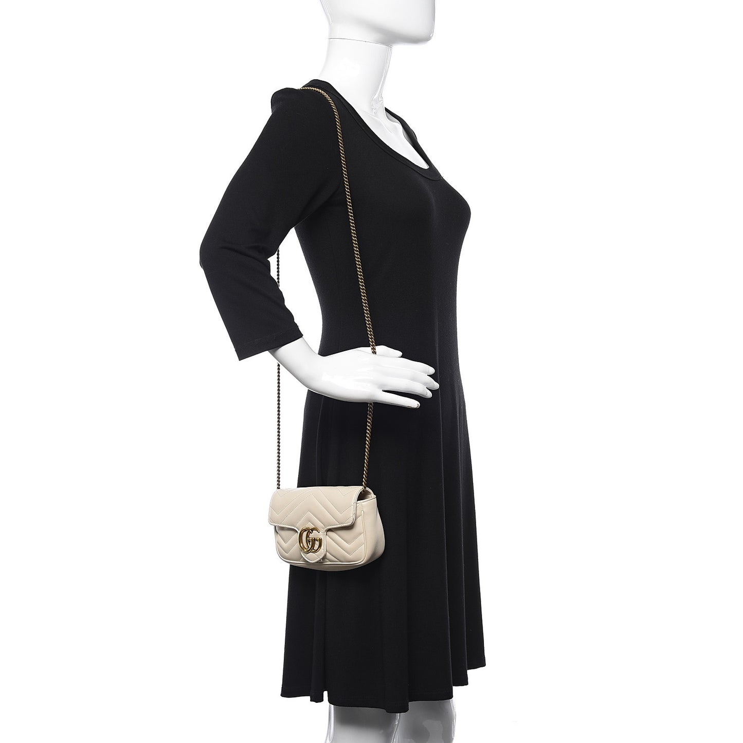 Calfskin Matelasse Super Mini GG Marmont Shoulder Bag White