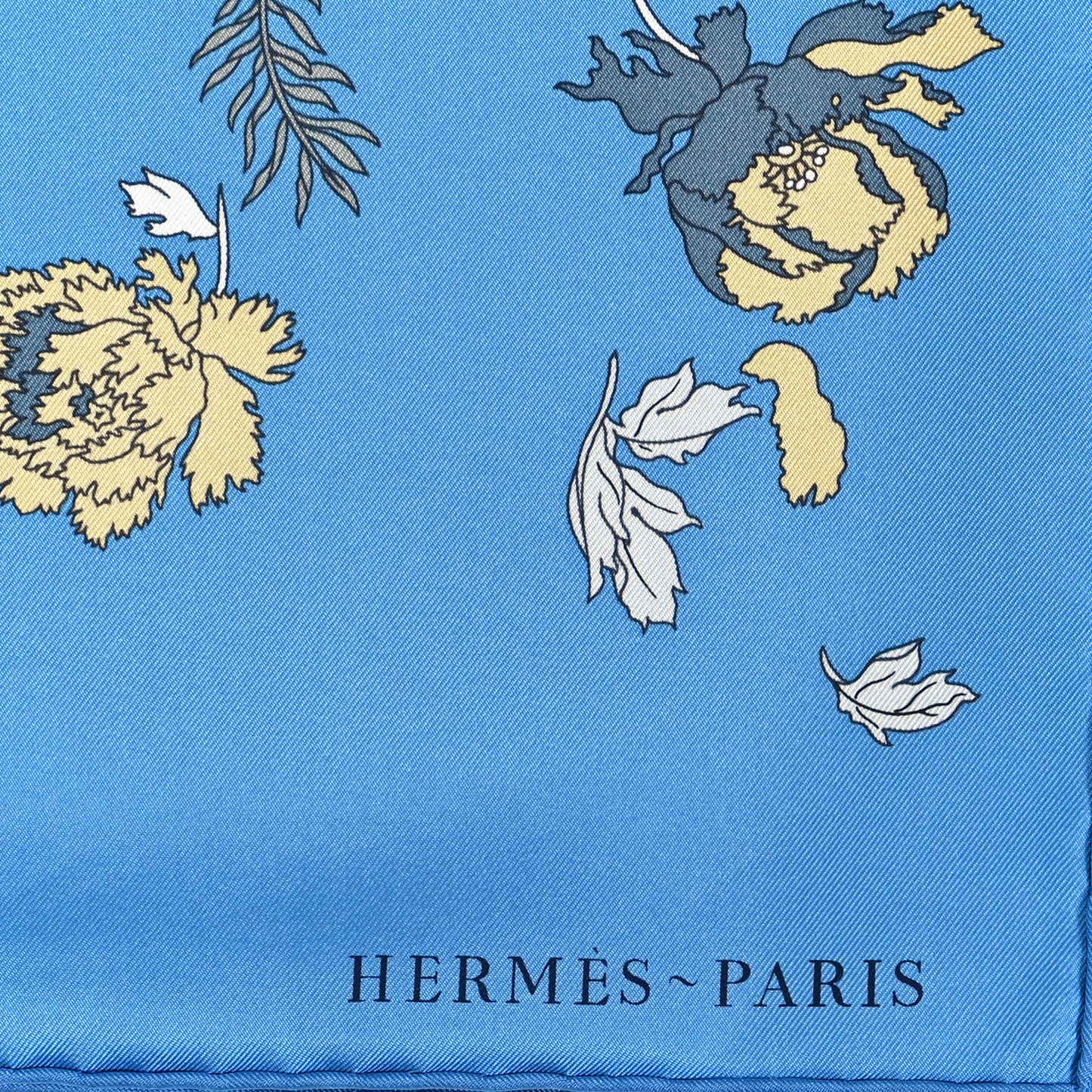 Silk Robe Legere Scarf 90 Bleu Azure Ocre Roux