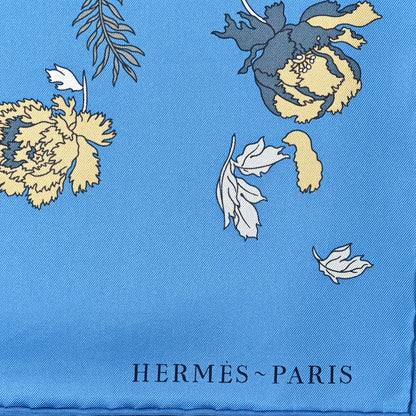 Hermes Silk Robe Legere Scarf 90 Bleu Azure Ocre Roux 2 of 5