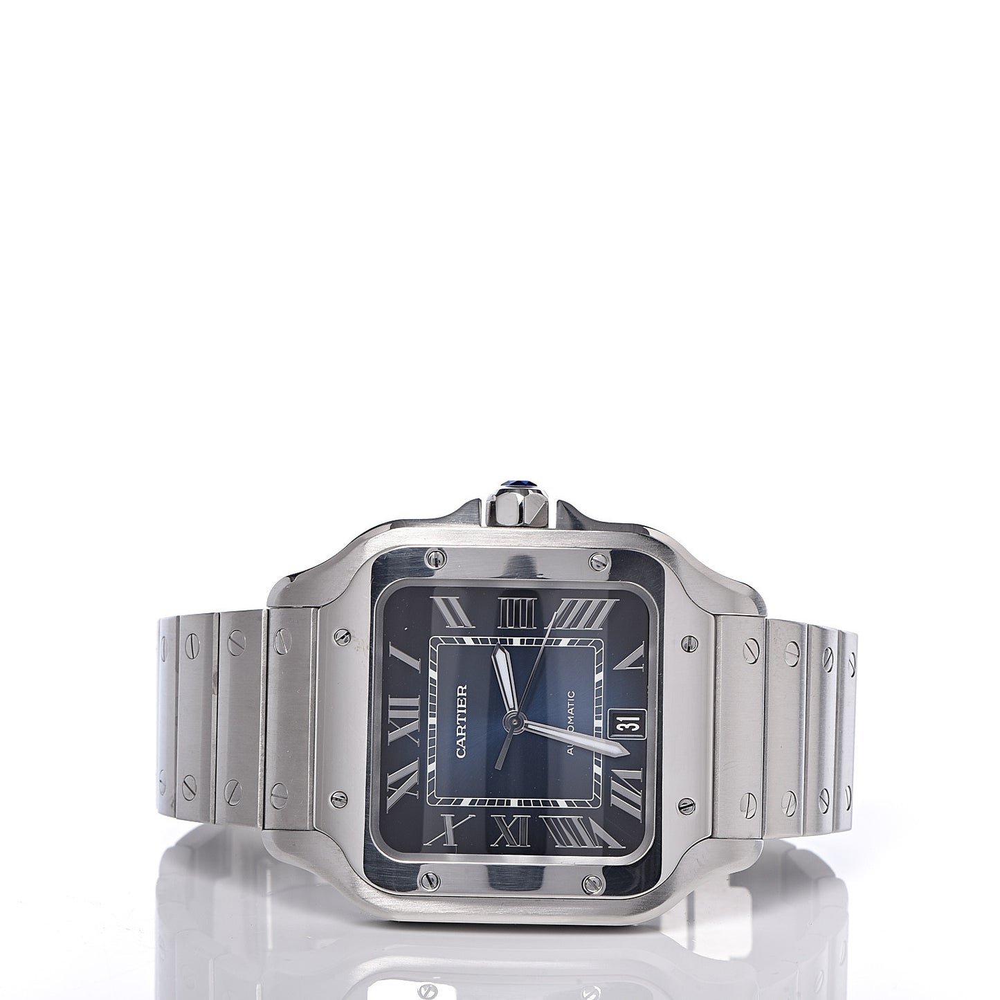 Stainless Steel 39.8mm Santos De Cartier Automatic Watch Blue