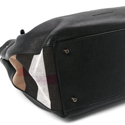 Burberry Grainy Calfskin House Check Medium Maidstone Black 12 of 13