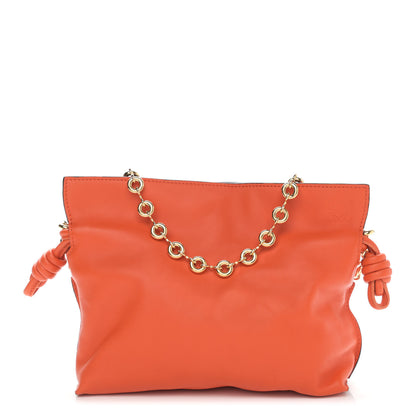 Loewe Nappa Calfskin Mini Flamenco Knot Clutch With Chain Orange 1 of 9