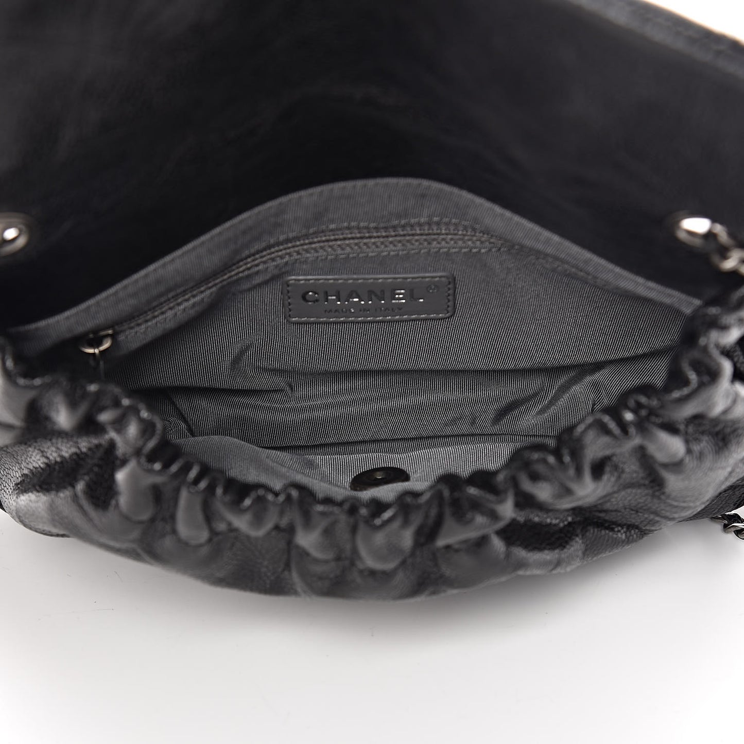 Caviar Quilted Medium Elastic Flap Black