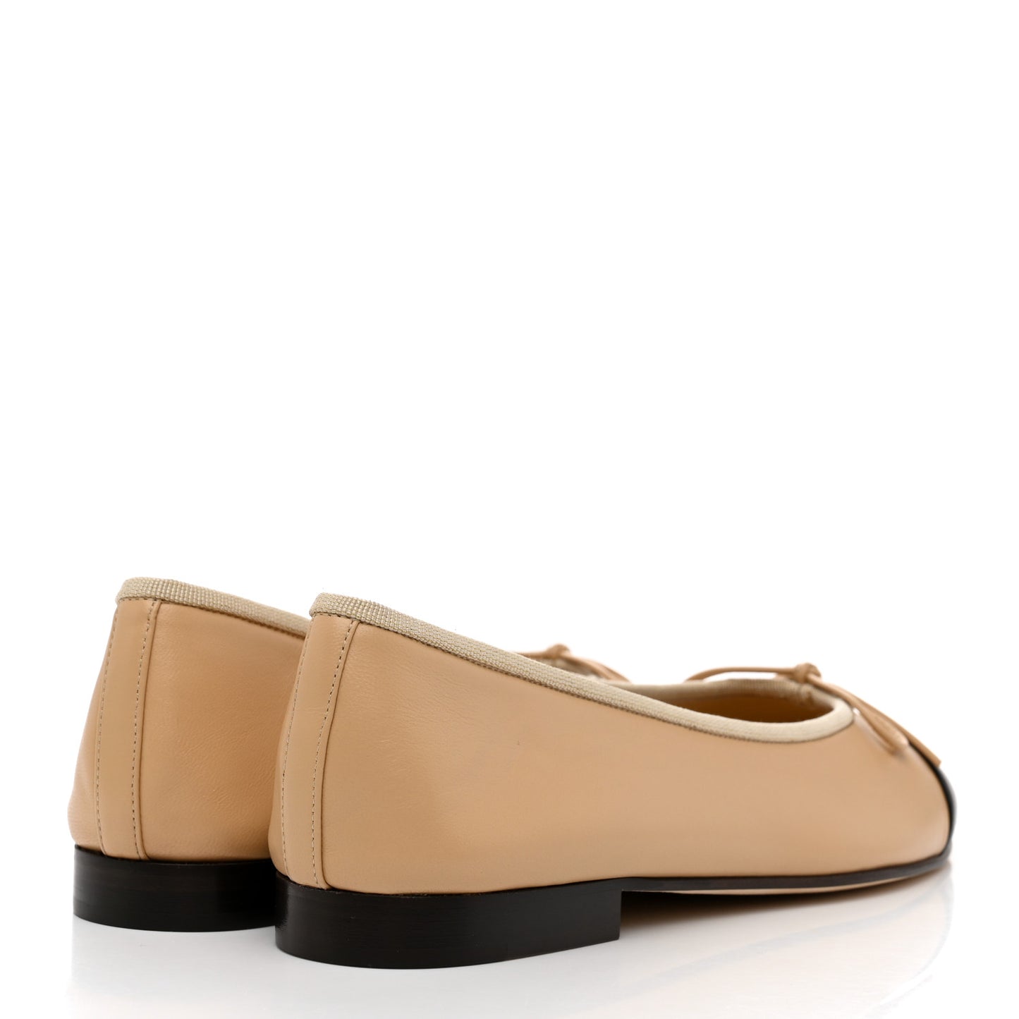 Lambskin Cap Toe CC Ballerina Flats 37.5 Beige Black