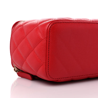 Chanel Caviar Quilted Small Vanity Case With Chain Red 8 of 9