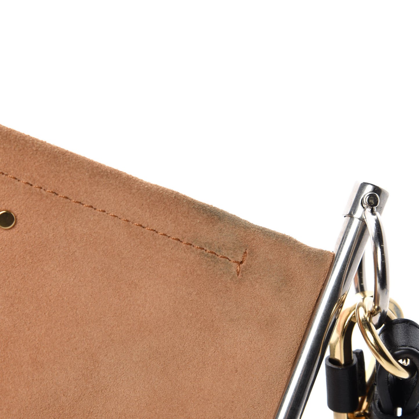 Smooth Calfskin Suede Roy Double Shoulder Bag Merino Grey Blushy Pink