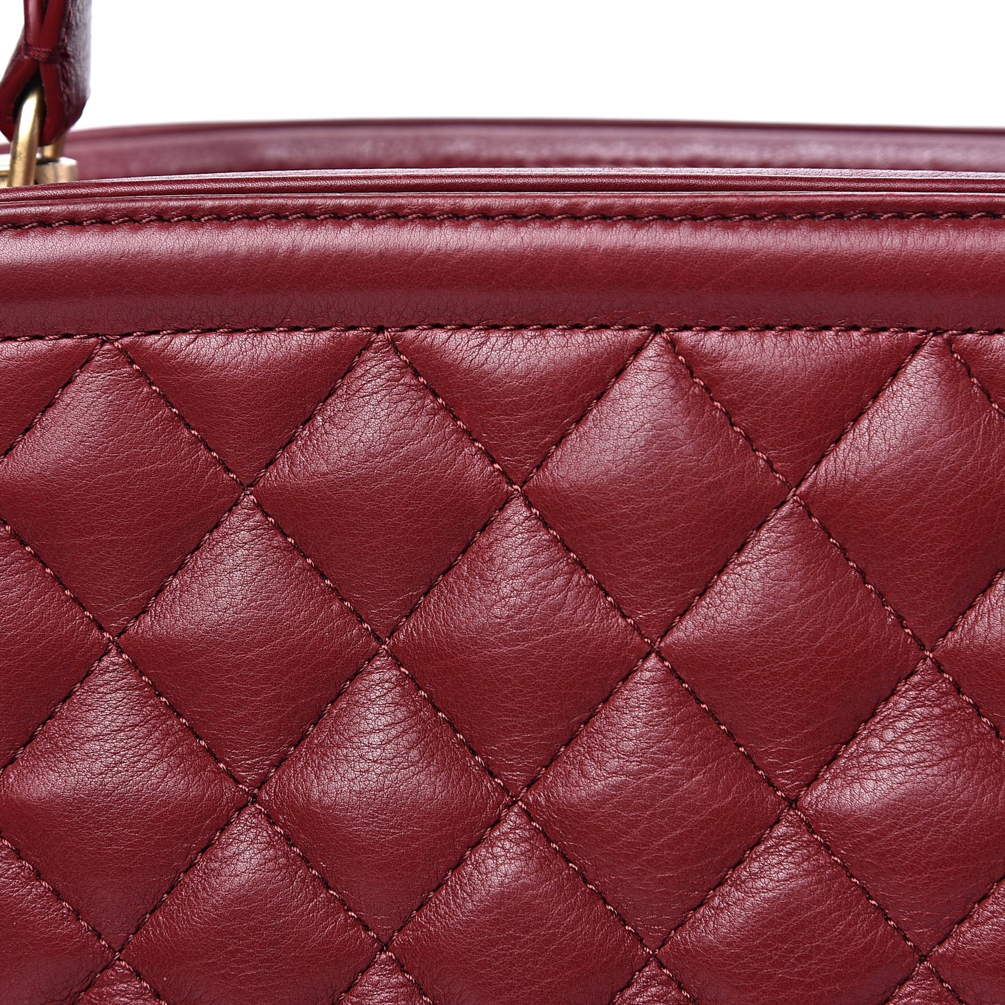 Calfskin Quilted CC Medium Vanity Case Dark Red