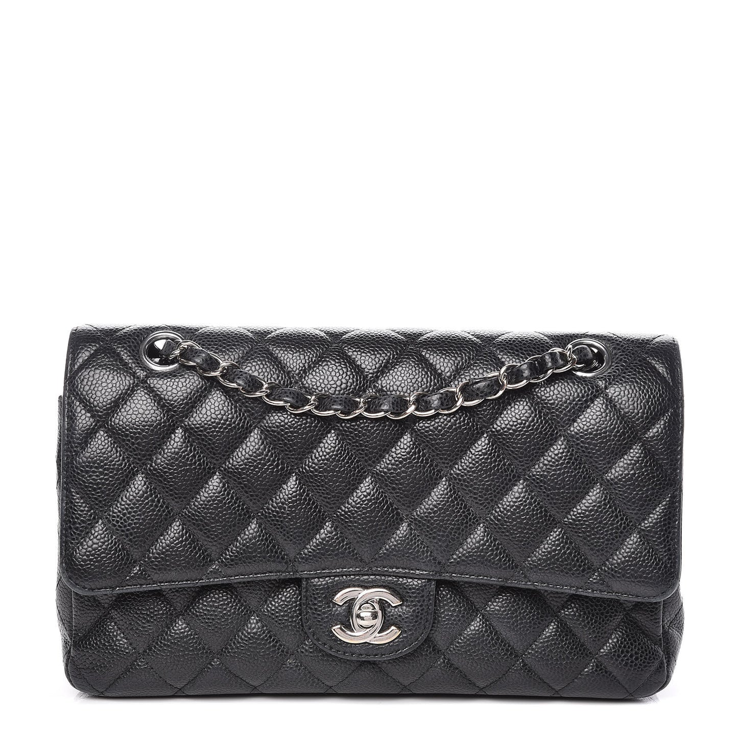 Caviar Quilted Medium Double Flap Black