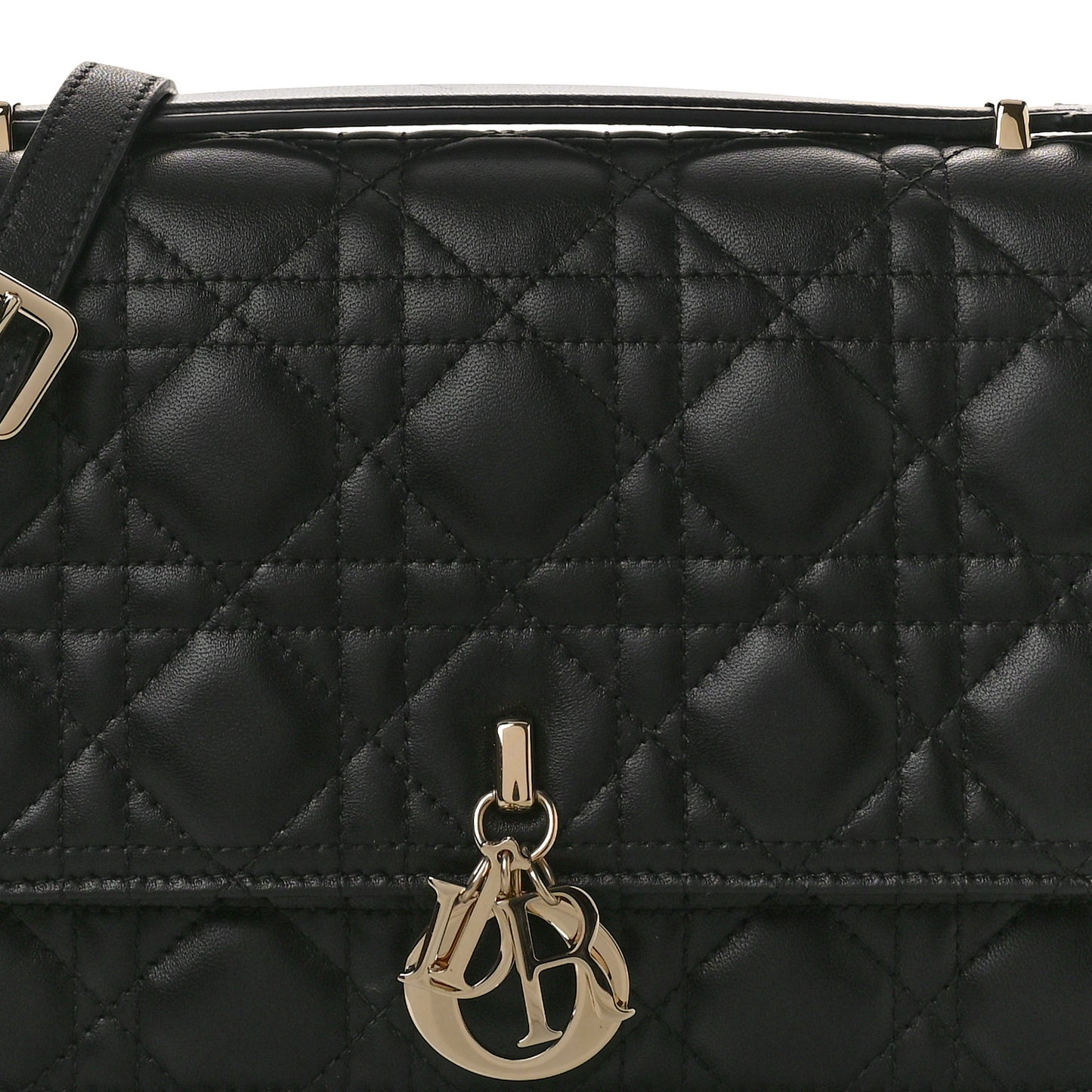 Lambskin Cannage Miss Dior Top Handle Bag Black