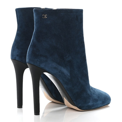 Chanel Suede Calfskin CC Short Boots 40 Dark Blue 3 of 4