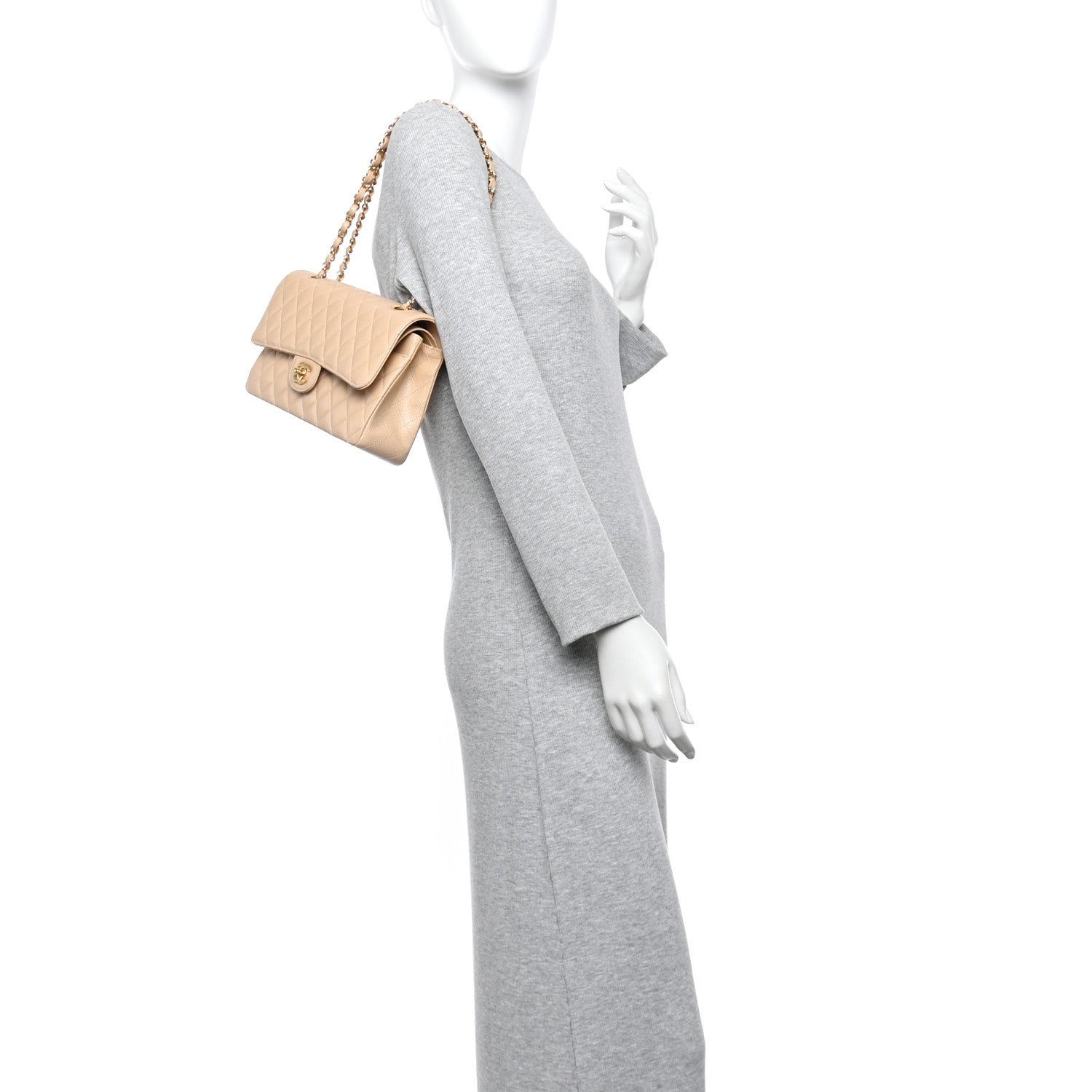 Chanel Caviar Quilted Medium Double Flap Beige 2 of 11