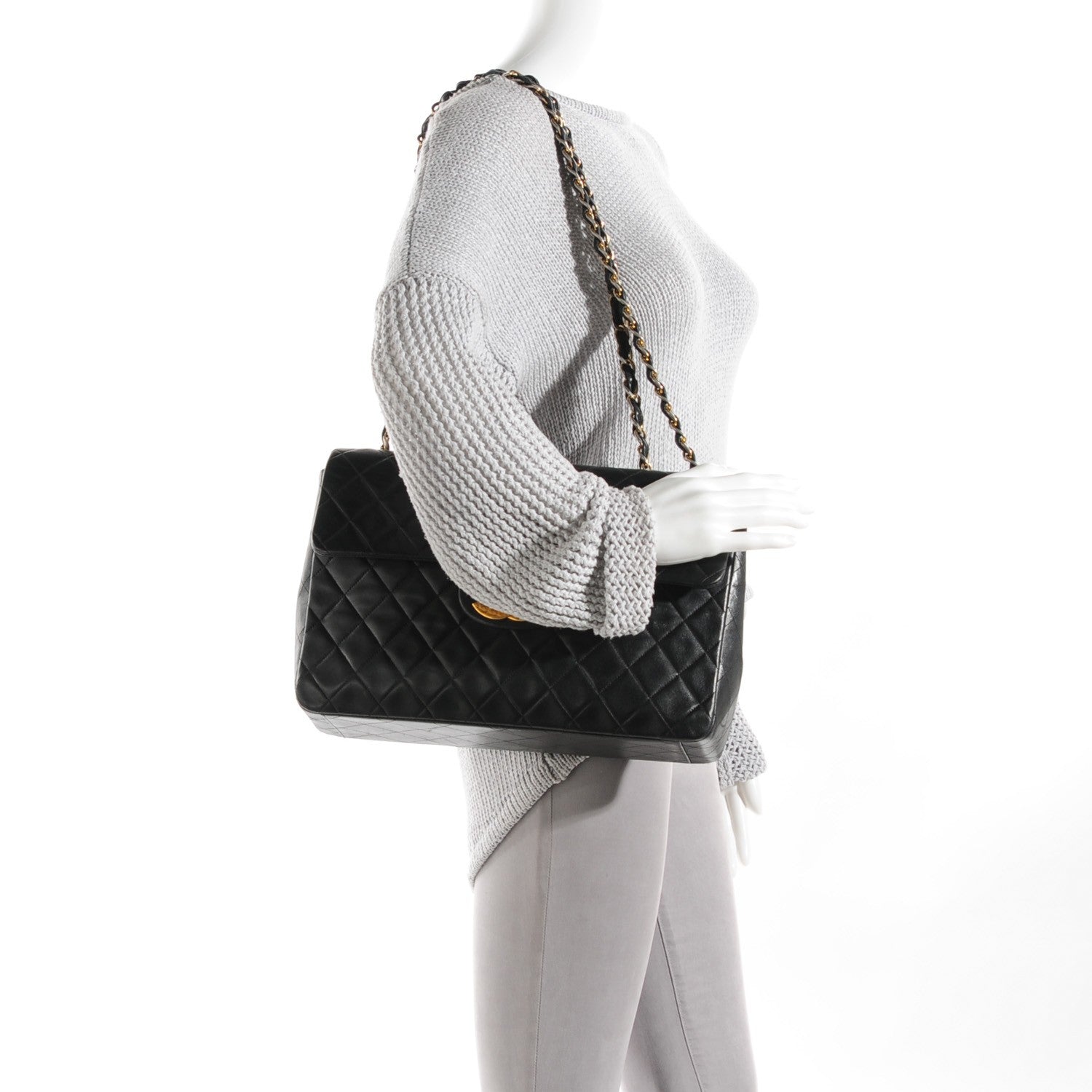 Chanel Lambskin Quilted XL Jumbo Flap Black 3 of 10