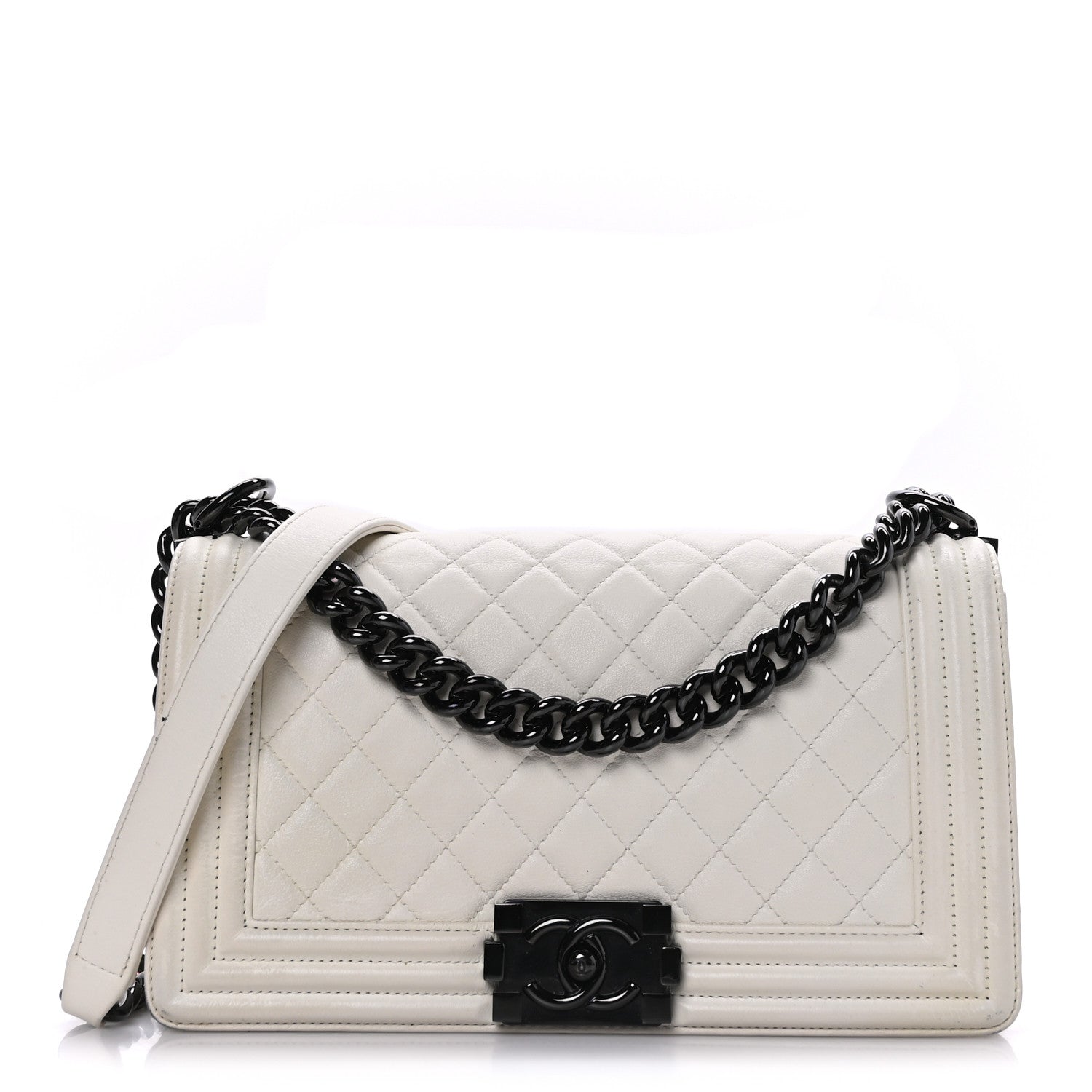 Chanel Calfskin Quilted Medium Boy Flap White 1 of 9