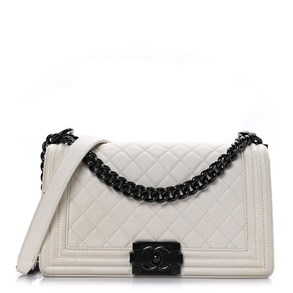 Chanel Calfskin Quilted Medium Boy Flap White 1 of 9
